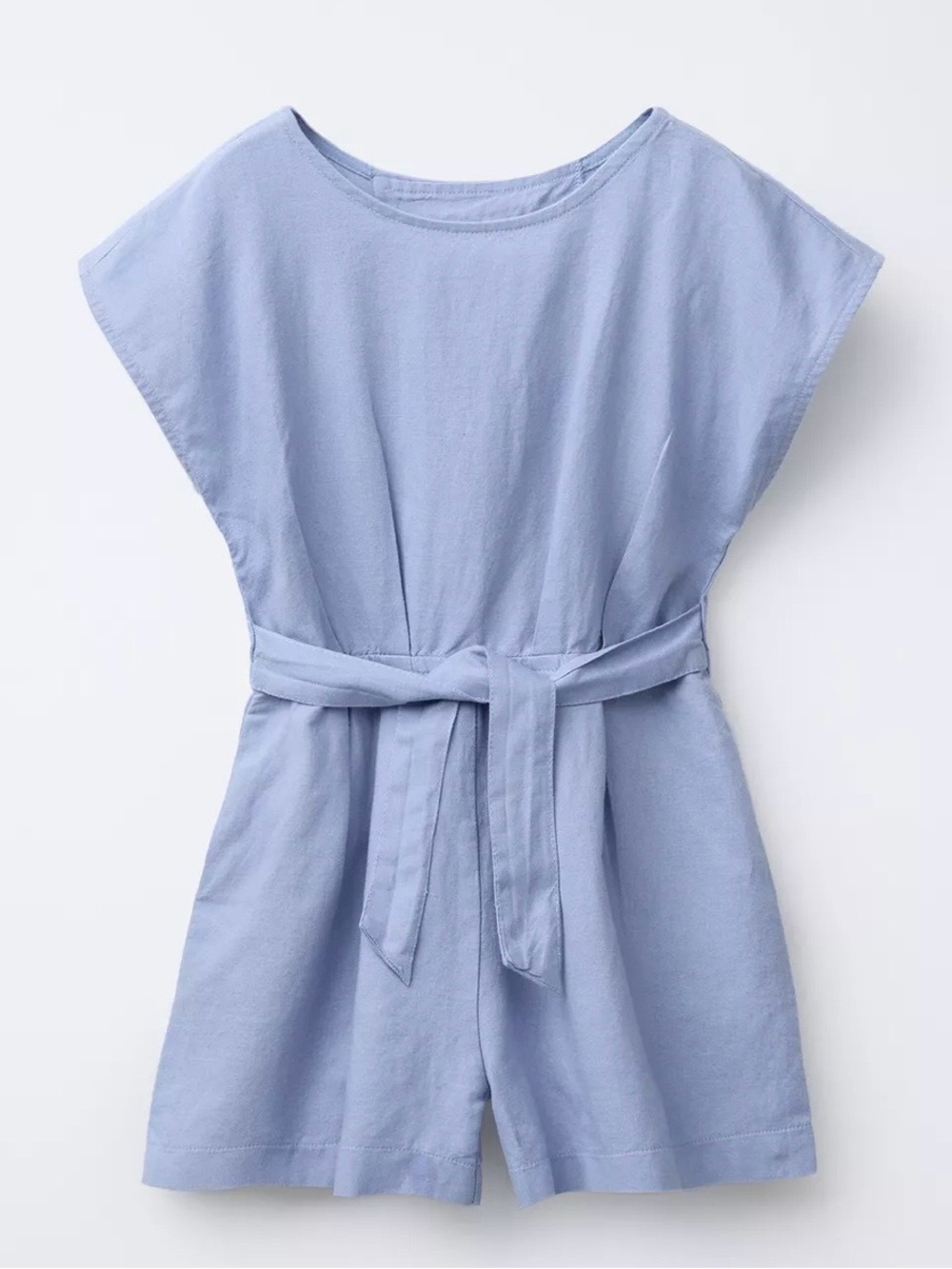 Zara Linen Blend Bow Short Sleeve Jumpsuit 6-7Y